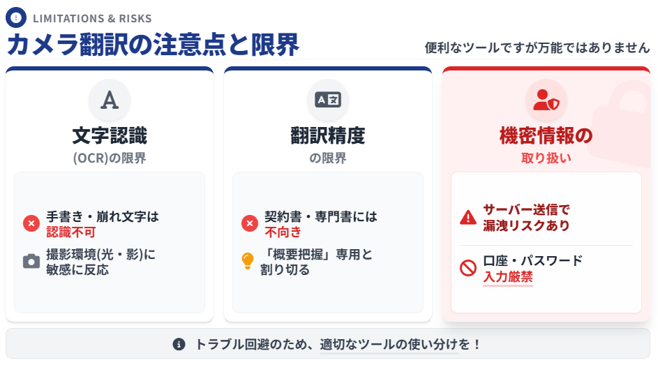 カメラ翻訳の注意点と限界