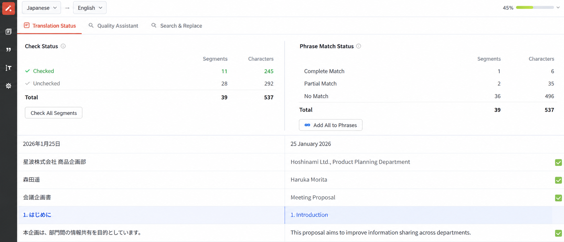 Yaraku Translate team-shared editor: list translation status, check uniformly, make corrections